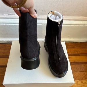 Suede platform ankle boots